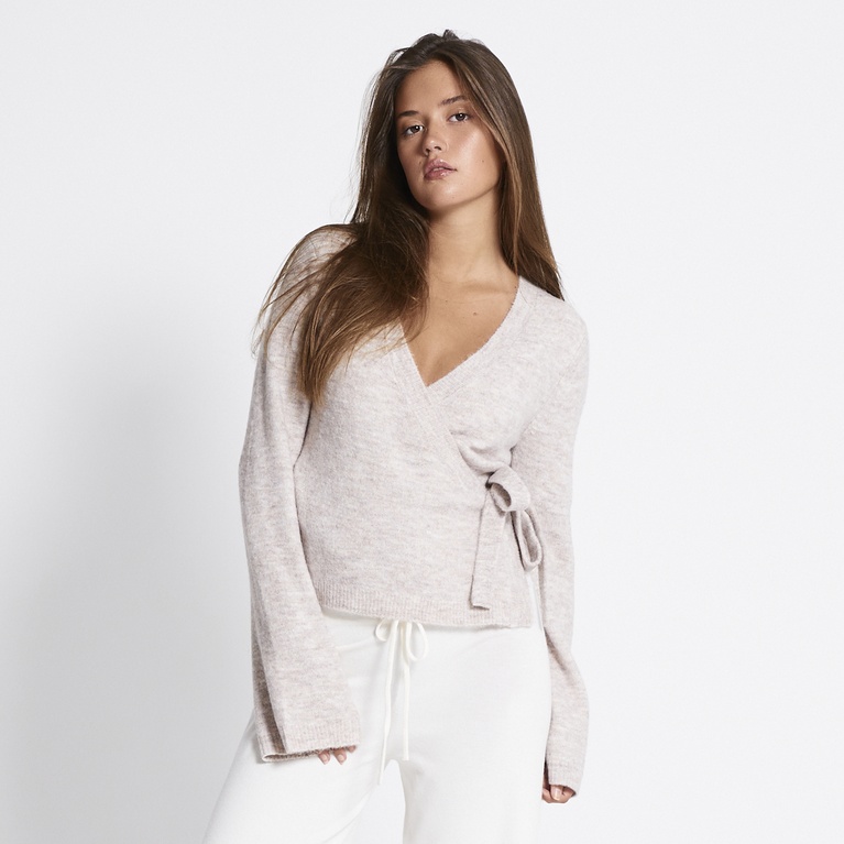 Wrap knit cardigan" Willow" Light Beige